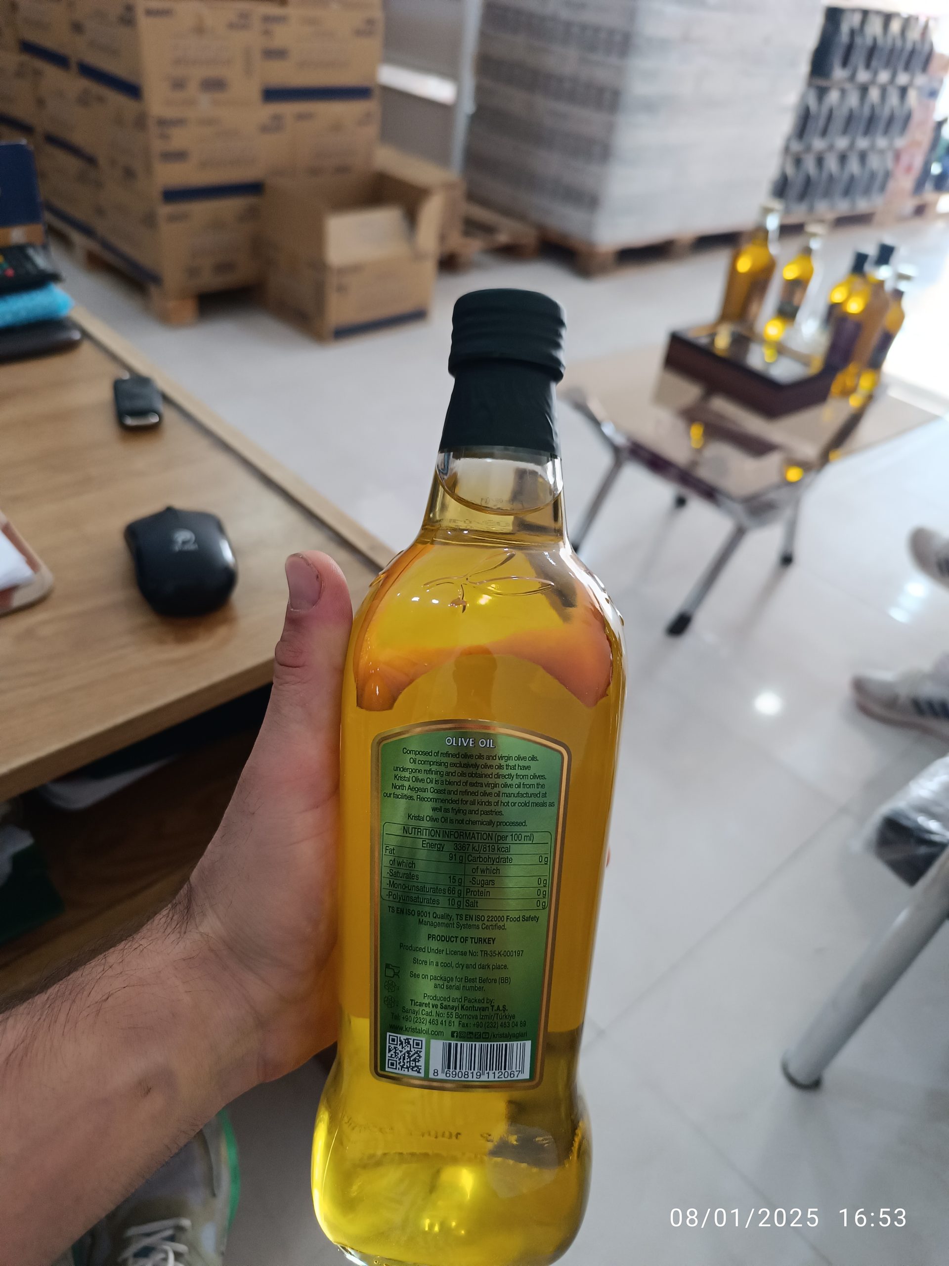 روغن زیتون کریستال 1لیتری شیشه ای (وارداتی )